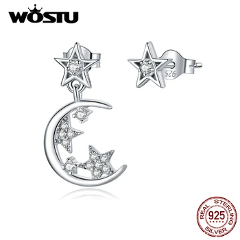 WOSTU 2020 NOU Argint 925 stralucitoare Stele Luna Stud Cercei Nunta Zircon Cercei Pentru Femei la Modă de Bijuterii CQE813 0