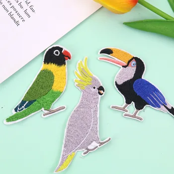 Hornbill Papagal de Companie Păsări Sticker Broderie DIY Fier pe Patch-uri pentru Haine Îmbrăcăminte Aplicatiile Accesorii Pasăre de Asociere 0