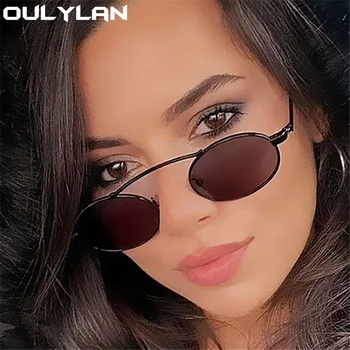 Ouylan Mici, Ovale ochelari de Soare Femei Bărbați Vintage Punk Ochelari de Soare Retro Arc Singur Fascicul de design Ochelari de Nuante UV400 pentru Femei