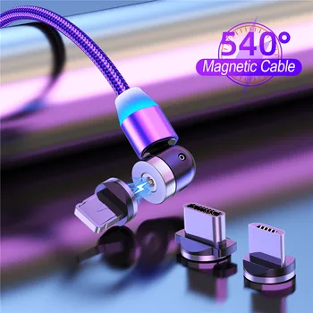 Tkey 540º Roti Magnetice Telefon, Cablu Micro USB de Tip C, Încărcător de Telefon Mobil Magnet Cablul de Sârmă Încărcător Pentru iPhone, Samsung, Xiaomi 0
