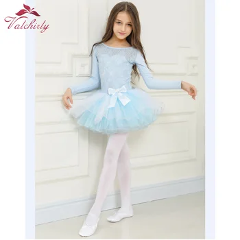 Albastru de Iarnă Mâneci Lungi Fete Fustei de Balet Tutu Rochie de Dantelă de Dans Îmbrăcăminte Pufos Fusta pentru Copii