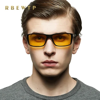 RBEWTP Aluminiu Magneziu Noapte Viziune Ochelari pentru Bărbați ochelari de Soare Polarizati Oglinda Pătrat oculos de sex Masculin Accesorii Ochelari Pentru Barbati