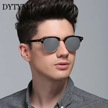 DYTYMJ Polarizat ochelari de Soare Vintage Clasic Semi-fără rame, Ochelari de Soare pentru Barbati Brand de Lux Designer de Ochelari de Soare pentru Femei Ochelari de