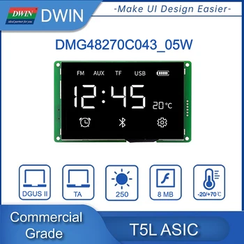 DWIN 4.3 Inch Touch Screen Inteligent Serial UART TFT LCD Module 480*270 HMI Display LCD port Serial ecran Touch Panel