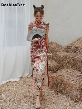 2023 naționale cheongsam chineză rochie pentru femei floare de imprimare tangsuit qipao rochii elegante lungi cheongsam dressup rochie orientale
