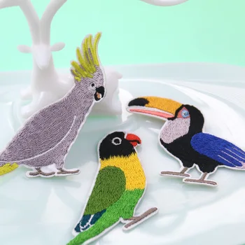 Hornbill Papagal de Companie Păsări Sticker Broderie DIY Fier pe Patch-uri pentru Haine Îmbrăcăminte Aplicatiile Accesorii Pasăre de Asociere 1