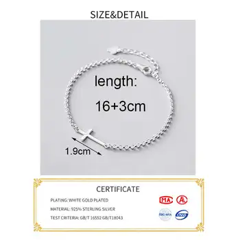 SOFTPIG Real 925 Sterling Silver Cross Brățară de Lanț Pentru Femei de Moda Clasic Bijuterii Fine Minimalist Accesorii Cadou 1