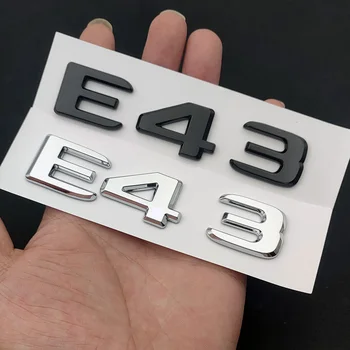 3D ABS Cromat Negru Masina Portbagajul din Spate Insigna Autocolant Logo-ul E 43 BITURBO 4MATIC Emblema De Mercedes E43 AMG W213 W212 Accesorii 1