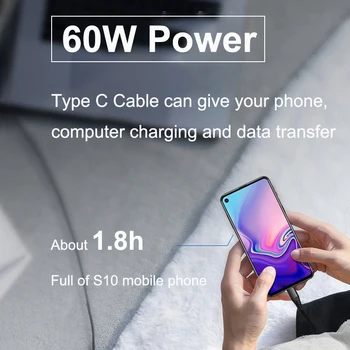PD 60W Încărcare Rapidă Cablu USB Type c la USB C Cablu Pentru Macbook pro Pentru Samsung S9 Huawei Matebook P20 P30 Xiaomi Redmi 1