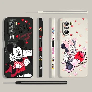 Disney Minnie Roz Drăguț Pentru Xiaomi Redmi K50 K40 K30 Gaming 10 9 9A 9T 9AT 8 7 Pro 4G 5G Lichid Stânga Coarda Caz de Telefon Coque Capa 1