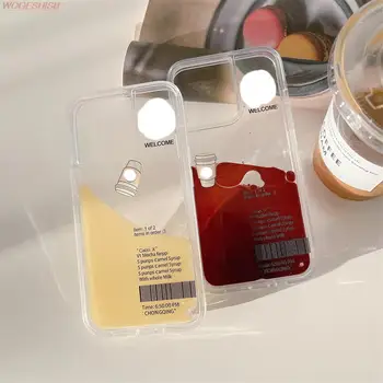 Apa lichidă Caz Pentru iPhone 13 12 mini 11 Pro X Xs Max XR 6 6s 7 8 Plus SE 2020 Cazuri de cafea și de lapte cu Capac de Silicon 1