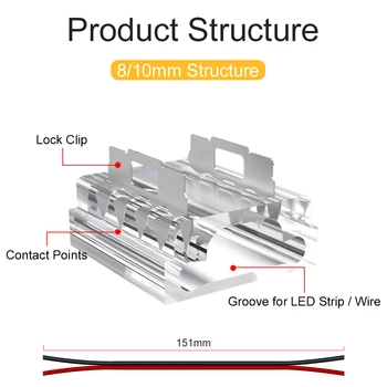 5mm/8mm/10mm COB LED Strip Conector Forma Colț Conectori pentru Lățime PCB Singură Culoare LED Strip & DC cap 1