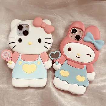 3D sanrio Kuromi hello kitty mymelody drăguț Cazuri de Telefon Pentru iPhone 14 13 12 11 Pro Max XR XS MAX X Capac Spate 1