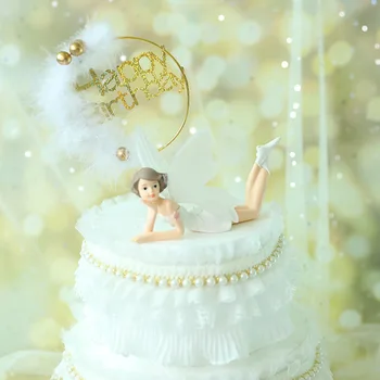 Decorare tort de Dantelă Perla Surround de Fier Pana la mulți ani Plug-In-Petrecere de Aniversare pentru Copii Ziua Îndrăgostiților Desert Dress Up 1