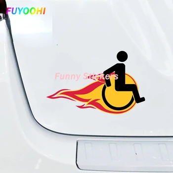 FUYOOHI Juca Autocolante pentru scaun cu Rotile Flăcări de Foc Masina Autocolante de Desene animate Creative Silueta Decal Bara de Surf Decor 1