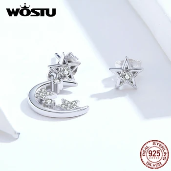 WOSTU 2020 NOU Argint 925 stralucitoare Stele Luna Stud Cercei Nunta Zircon Cercei Pentru Femei la Modă de Bijuterii CQE813 2