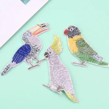 Hornbill Papagal de Companie Păsări Sticker Broderie DIY Fier pe Patch-uri pentru Haine Îmbrăcăminte Aplicatiile Accesorii Pasăre de Asociere 2