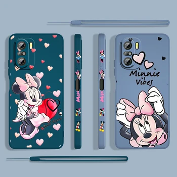 Disney Minnie Roz Drăguț Pentru Xiaomi Redmi K50 K40 K30 Gaming 10 9 9A 9T 9AT 8 7 Pro 4G 5G Lichid Stânga Coarda Caz de Telefon Coque Capa 2