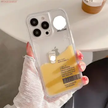 Apa lichidă Caz Pentru iPhone 13 12 mini 11 Pro X Xs Max XR 6 6s 7 8 Plus SE 2020 Cazuri de cafea și de lapte cu Capac de Silicon 2
