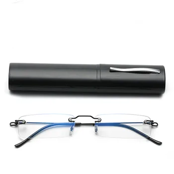 Suport stilou Anti-albastru fără Margini Moda Prezbiopie Ochelari Portabil cu Anti-toamna HD Retro Ochelari de Citit +1.0 ~ +4.0 2