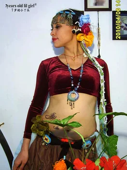 Catifea de Grăsime Șansă Tribal Choli Belly Dance Maneca Lunga de Sus FA01 06 2