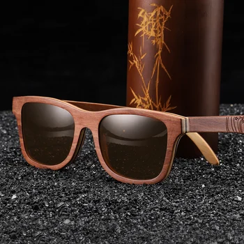 GM Lemn Femei ochelari de Soare pentru Bărbați de Înaltă Calitate de Brand Sculptate Design Maro Cadru de Bambus Polarizat ochelari de Soare Skateboard din Lemn de Ochelari de vedere 2