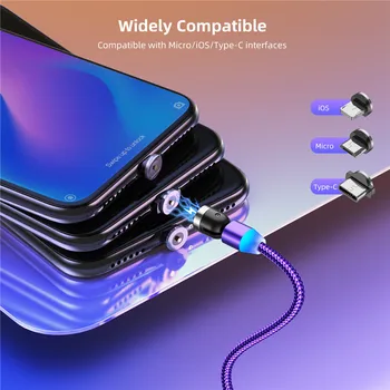 Tkey 540º Roti Magnetice Telefon, Cablu Micro USB de Tip C, Încărcător de Telefon Mobil Magnet Cablul de Sârmă Încărcător Pentru iPhone, Samsung, Xiaomi 3