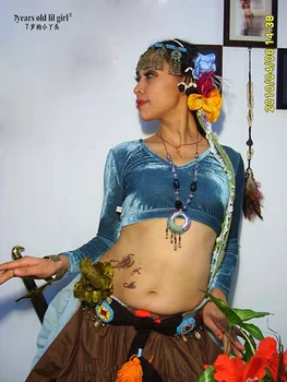 Catifea de Grăsime Șansă Tribal Choli Belly Dance Maneca Lunga de Sus FA01 06 3