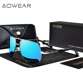 AOWEAR Mens Clasic de Aviație Bărbați ochelari de Soare Polarizat Aluminiu Retro Ochelari de Soare de sex Masculin de Brand Designer de Conducere Oglindă Ochelari 3