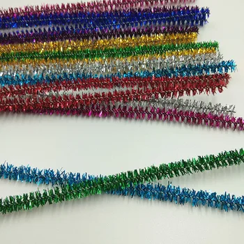100 de Bucăți de Strălucitoare Glitter Topuri de Pluș Sârmă de Metal Tulpini cu Fir Tije Educația Copiilor DIY Meșteșug Consumabile pentru prepararea de Jucărie 30CM 4