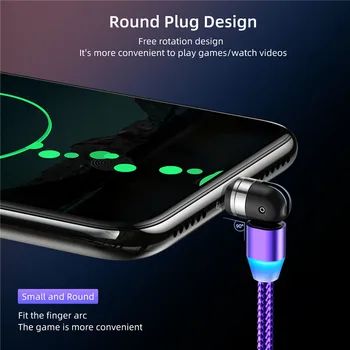 Tkey 540º Roti Magnetice Telefon, Cablu Micro USB de Tip C, Încărcător de Telefon Mobil Magnet Cablul de Sârmă Încărcător Pentru iPhone, Samsung, Xiaomi 4