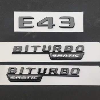 3D ABS Cromat Negru Masina Portbagajul din Spate Insigna Autocolant Logo-ul E 43 BITURBO 4MATIC Emblema De Mercedes E43 AMG W213 W212 Accesorii 5