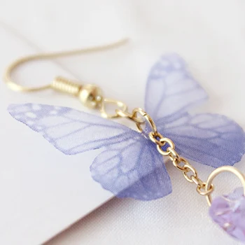 2021 Moda Coreeană Violet Butterfly Fluture Inima Aliaj Aripi Lungi Cercei Perla Pandantiv Doamnelor Picătură Cercei Bijuterii 5